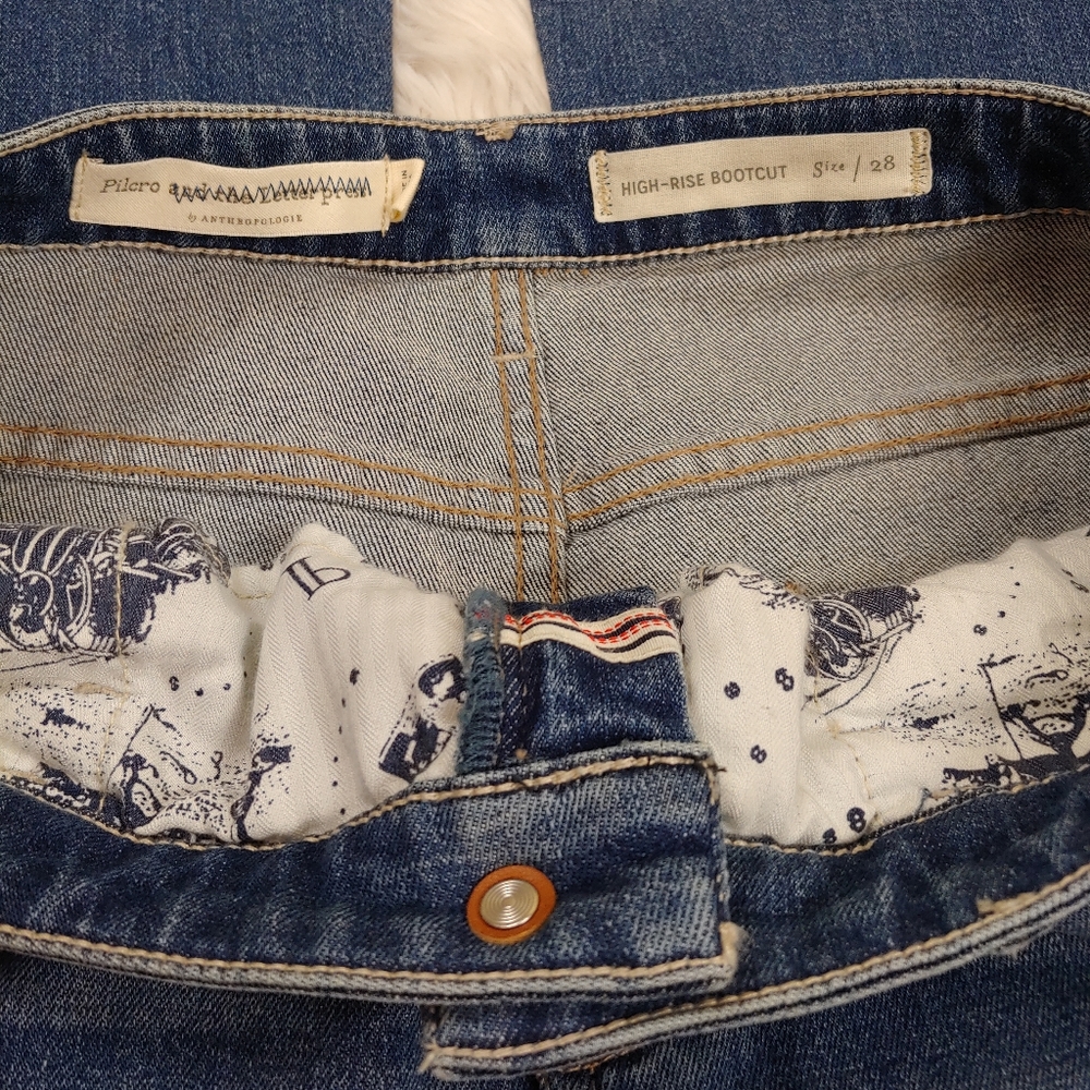 Pilcro Anthropologie high rise Boot cut jeans Retro Flared Buttons Hem size 28 - Picture 4 of 14